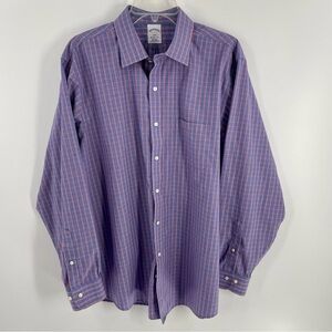 Brooks Brothers Casual Button Long Sleeve Red White Blue Plaid Cotton Shirt